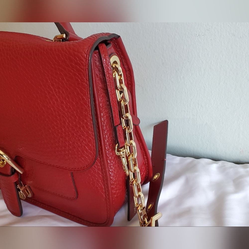 Michael Kors Cooper Large Leather Satchel Messenger Bag in Cherry Red - Picture 16 of 16